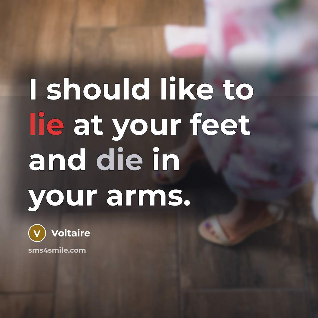 “I should like to lie at your feet and die…” quote by Voltaire