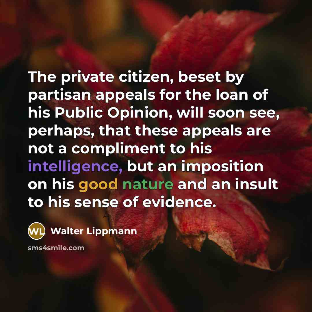 “The private citizen, beset by partisan appeals for the loan…” quote by Walter Lippmann