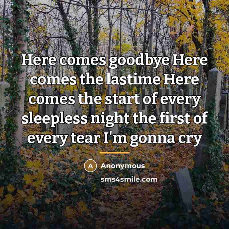 “Here comes goodbye Here comes the lastime Here comes the…” quote by Anonymous