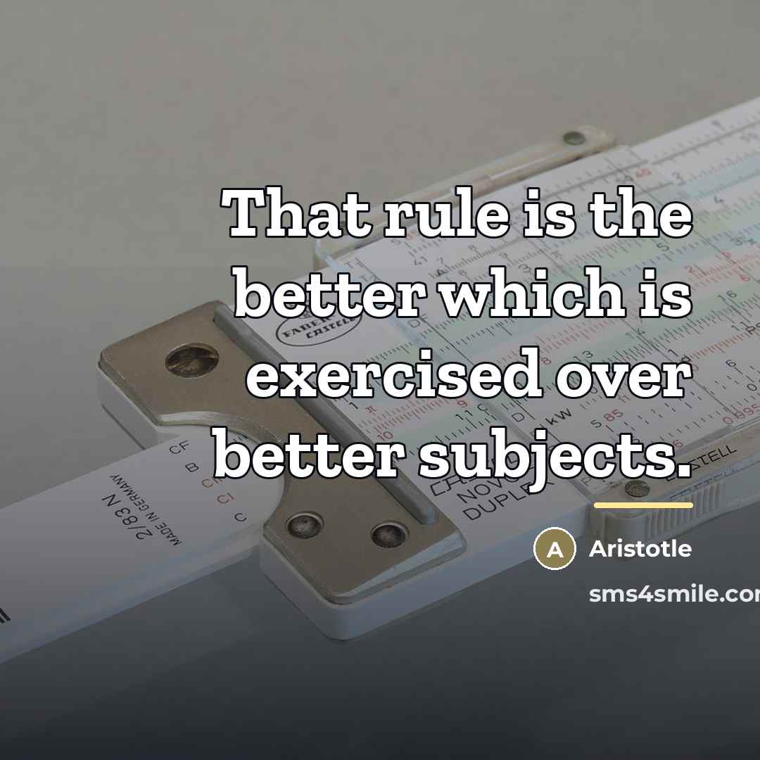 “That rule is the better which is exercised over better…” quote by Aristotle