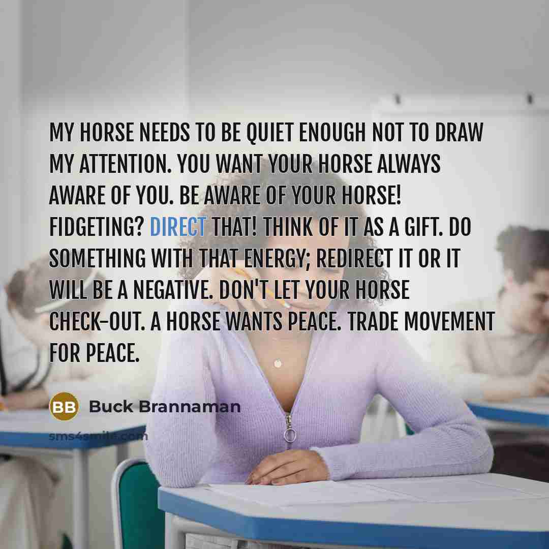 “My horse needs to be quiet enough not to draw…” quote by Buck Brannaman