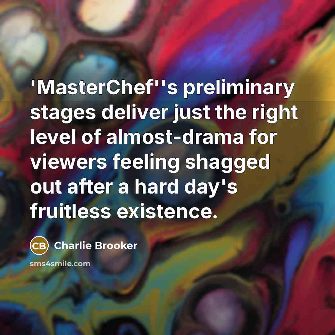 “'MasterChef''s preliminary stages deliver just the right level of almost-drama…” quote by Charlie Brooker
