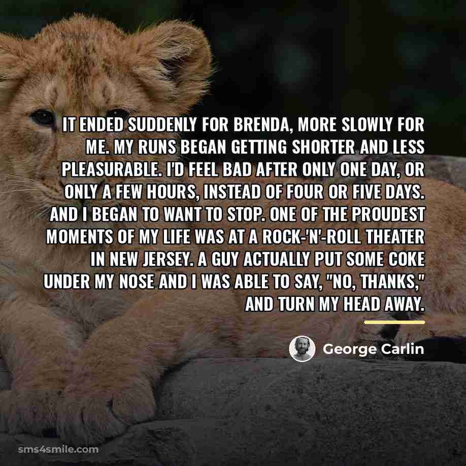 “It ended suddenly for Brenda, more slowly for me. My…” quote by George Carlin