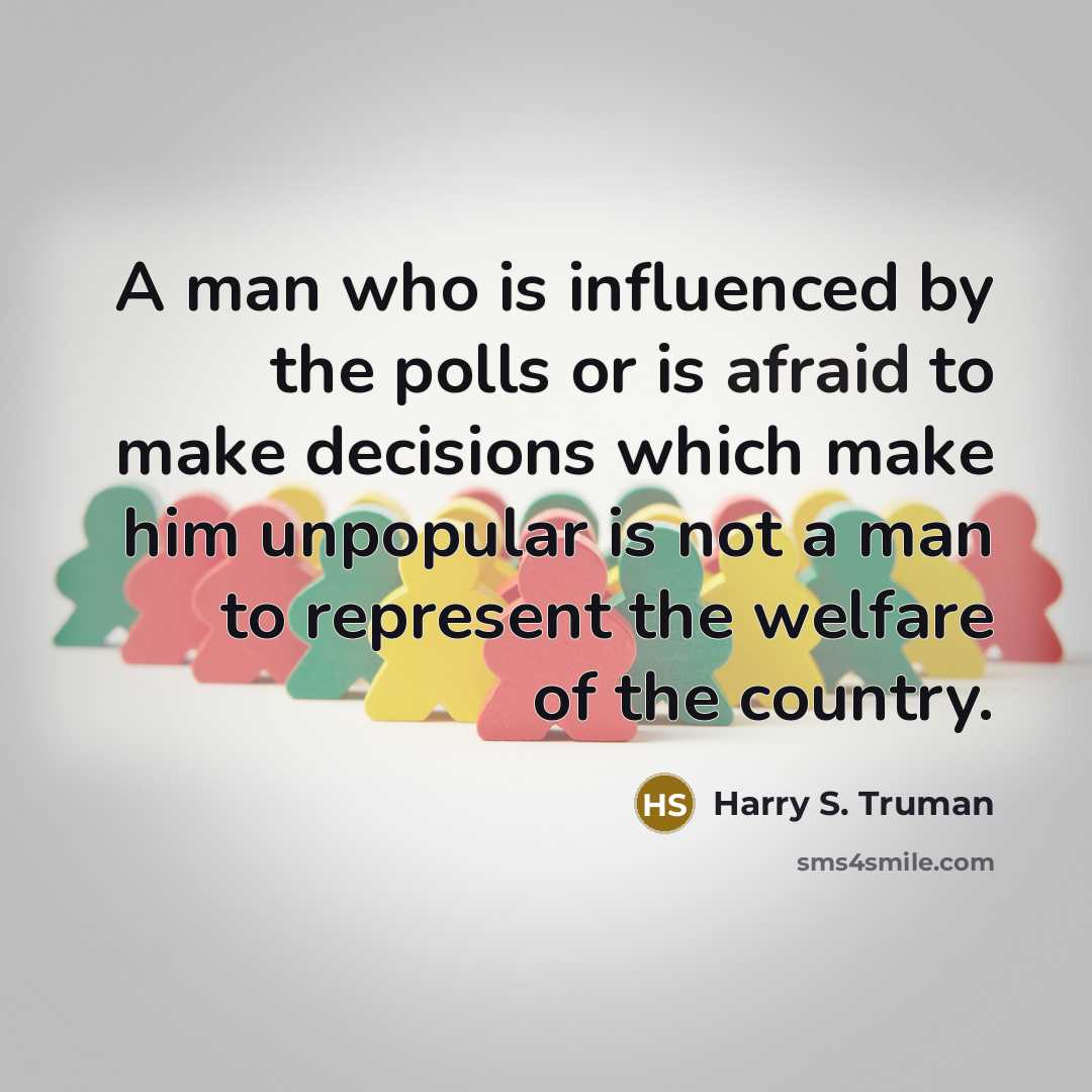 “A man who is influenced by the polls or is…” quote by Harry S. Truman