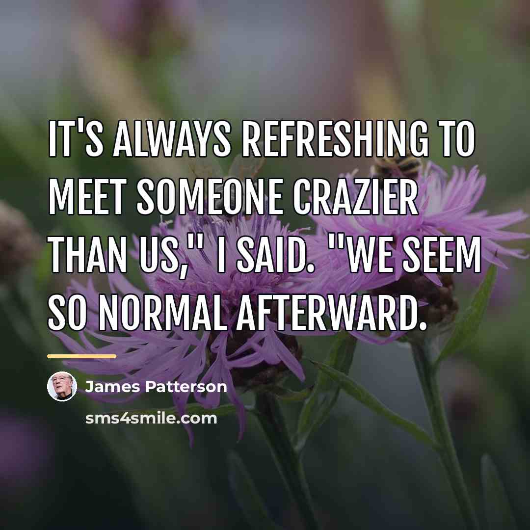 “It's always refreshing to meet someone crazier than us," I…” quote by James Patterson