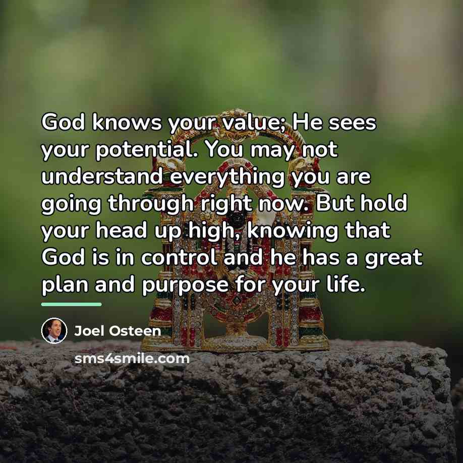 “God knows your value; He sees your potential. You may…” quote by Joel Osteen