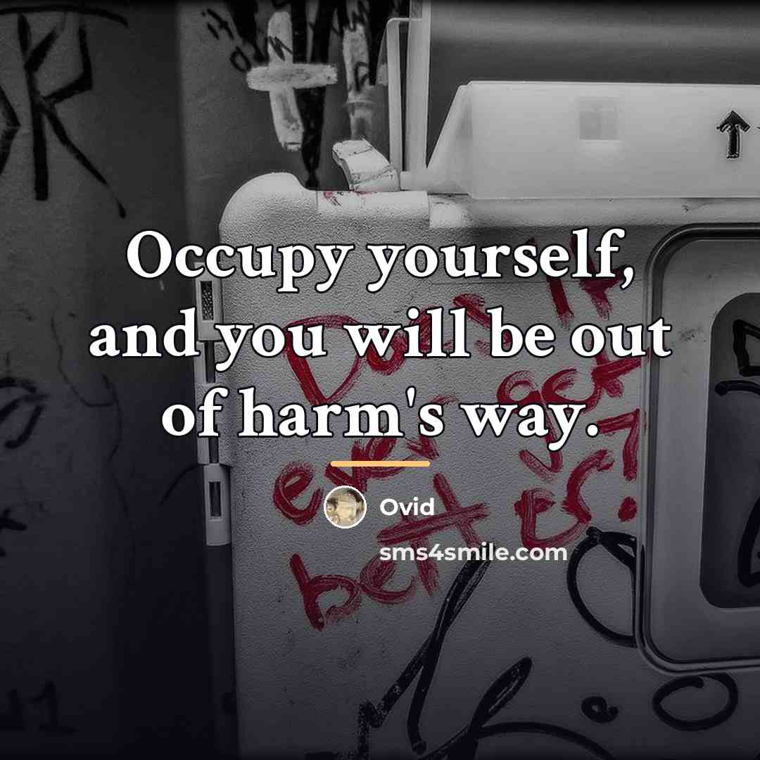 “Occupy yourself, and you will be out of harm's way.…” quote by Ovid