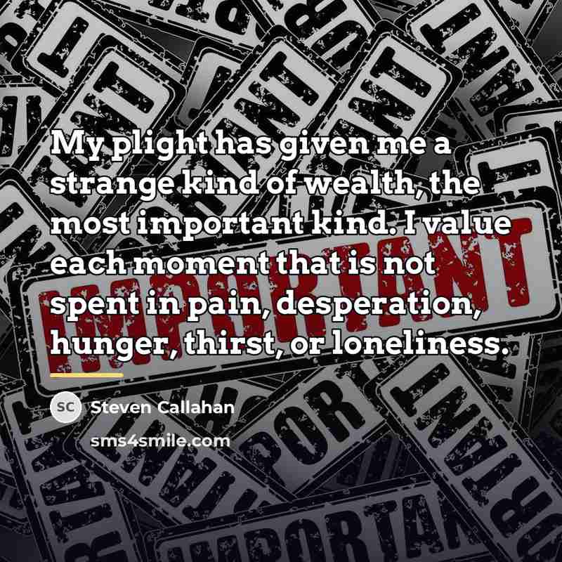 “My plight has given me a strange kind of wealth,…” quote by Steven Callahan