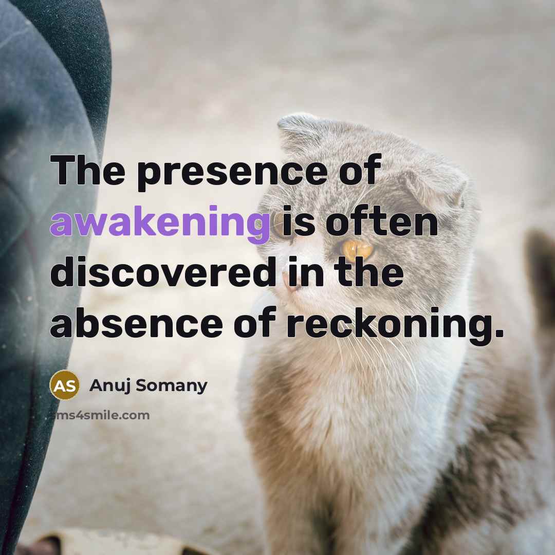 “The presence of awakening is often discovered in the absence…” quote by Anuj Somany