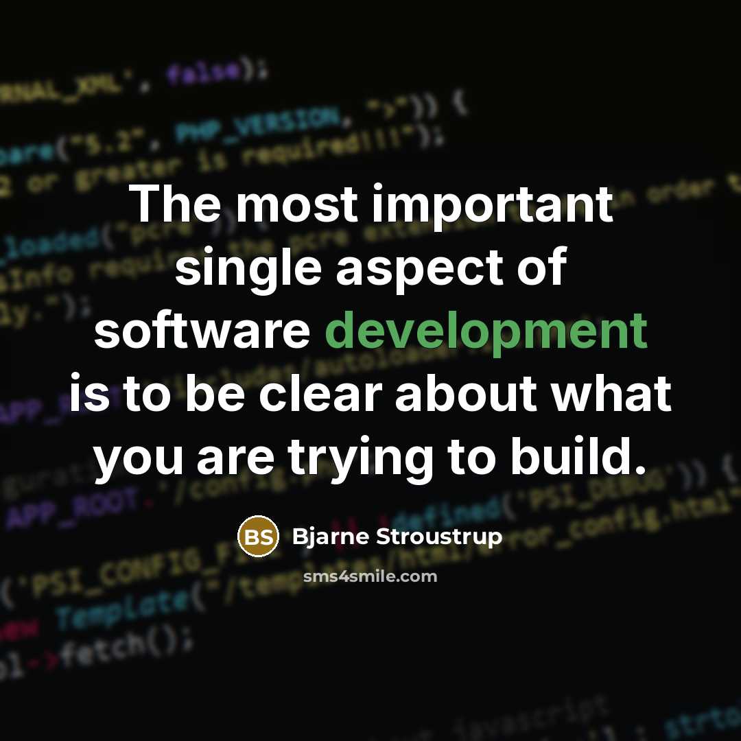 “The most important single aspect of software development is to…” quote by Bjarne Stroustrup
