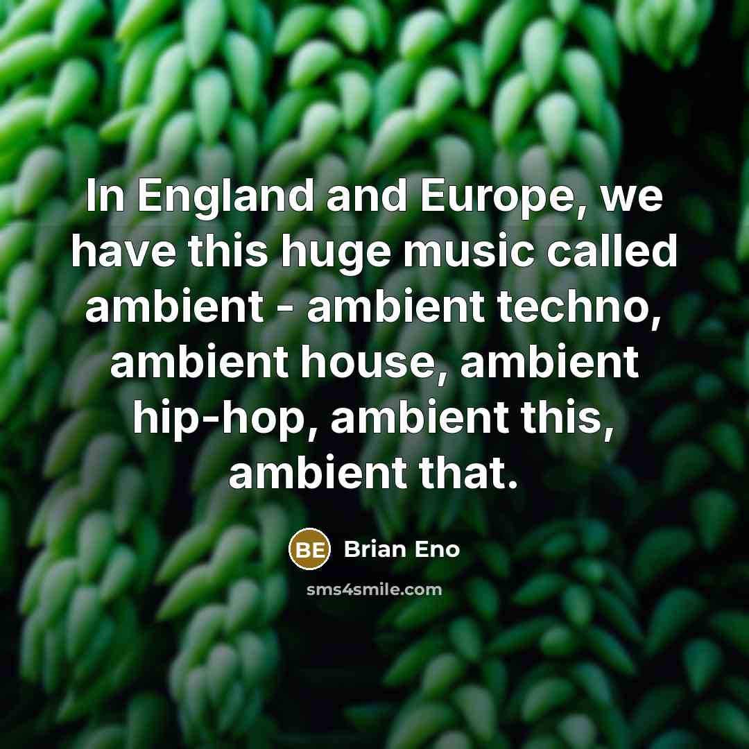 “In England and Europe, we have this huge music called…” quote by Brian Eno
