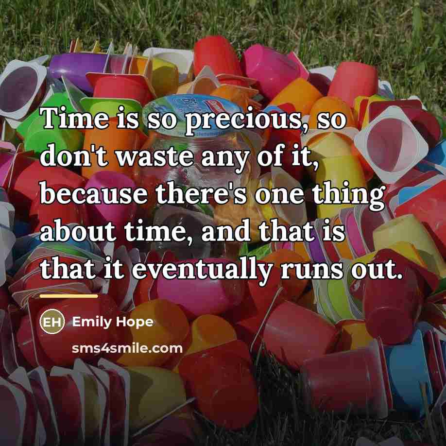 “Time is so precious, so don't waste any of it,…” quote by Emily Hope