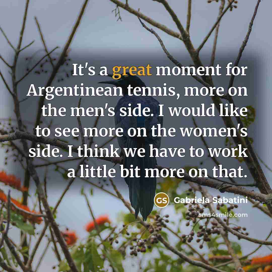 “It's a great moment for Argentinean tennis, more on the…” quote by Gabriela Sabatini