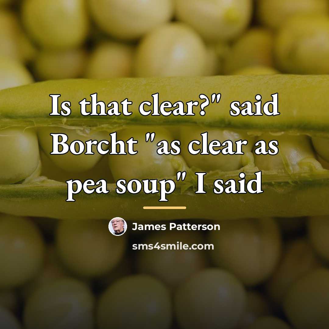 “Is that clear?" said Borcht "as clear as pea soup"…” quote by James Patterson