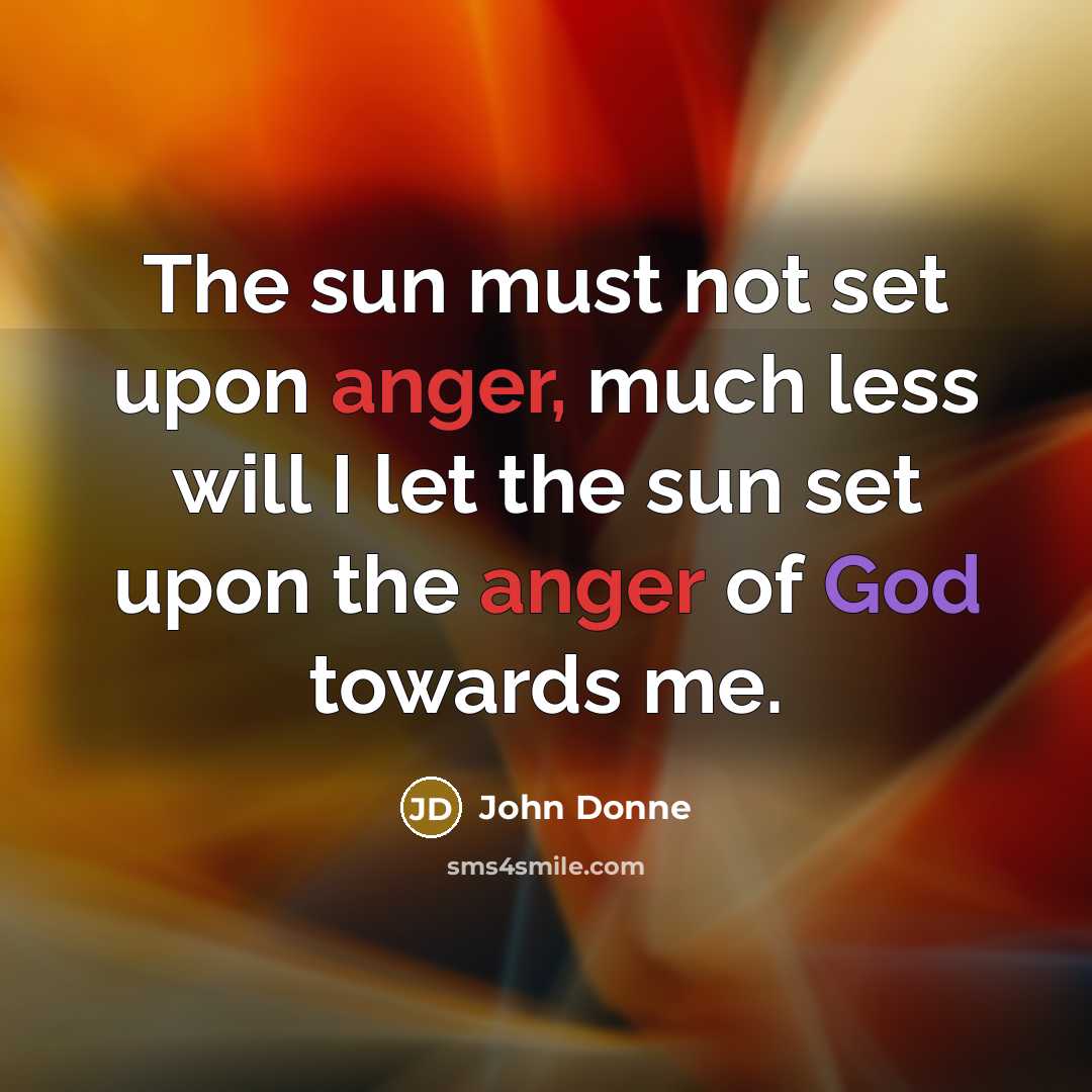 “The sun must not set upon anger, much less will…” quote by John Donne