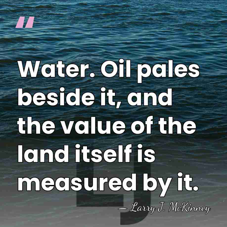 Water. Oil pales beside it, and the value of the land itself&hellip; - Larry J. McKinney
