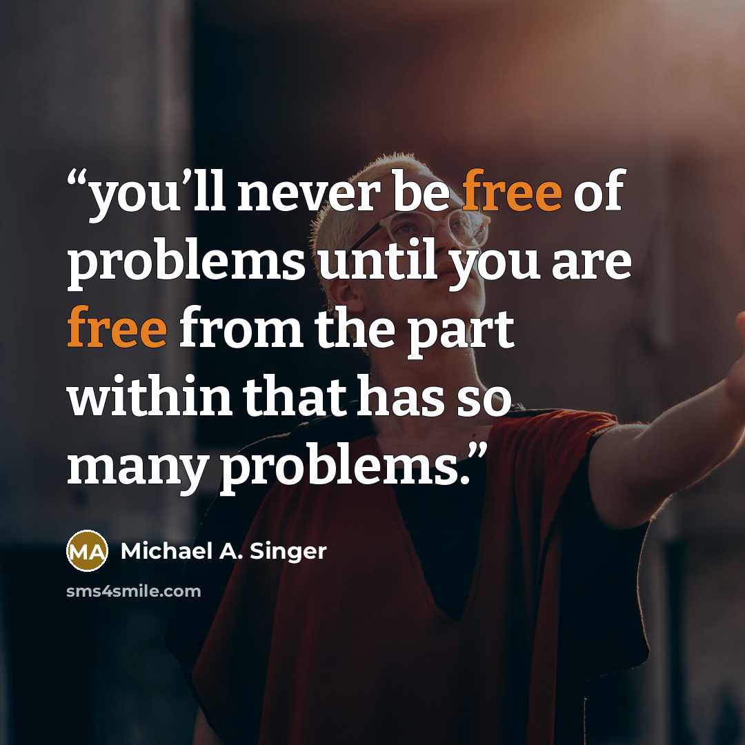 “you’ll never be free of problems until you are free from the part within that has so many problems.” quote by Michael A. Singer