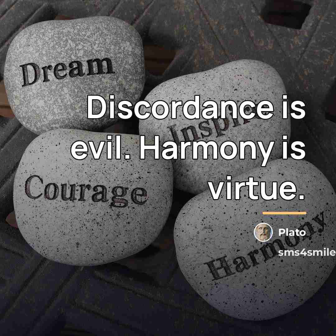 “Discordance is evil. Harmony is virtue.…” quote by Plato