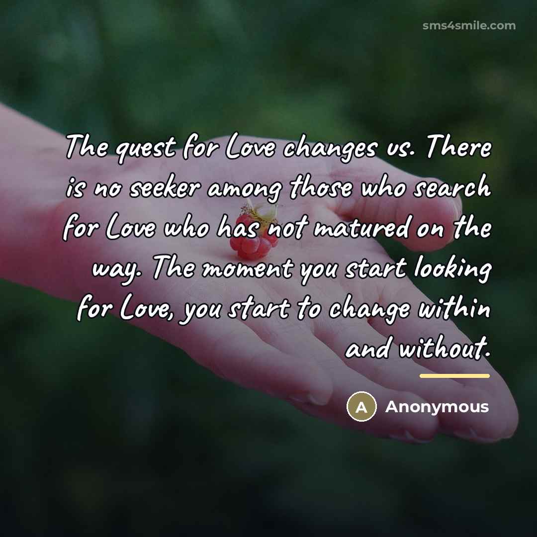 “The quest for Love changes us. There is no seeker…” quote by Anonymous