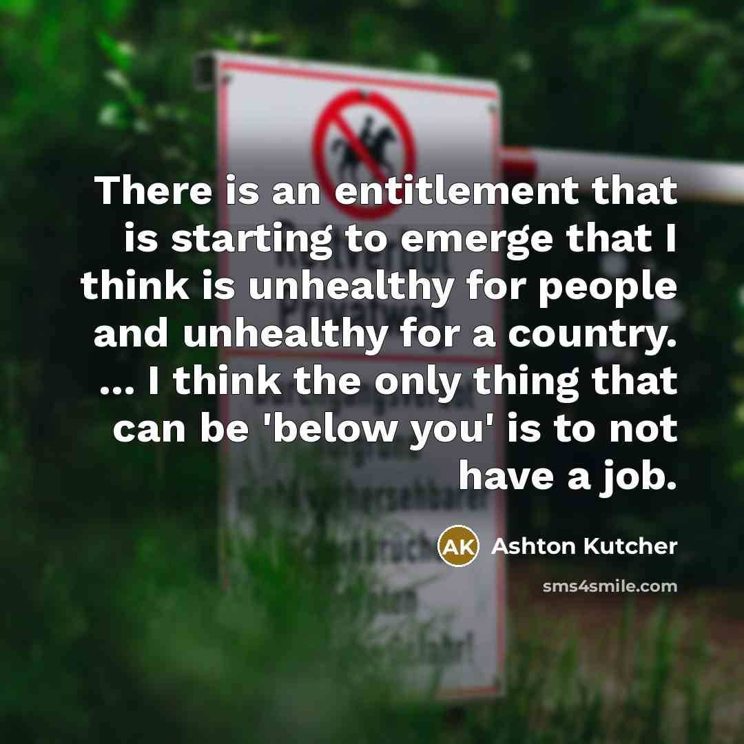 “There is an entitlement that is starting to emerge that…” quote by Ashton Kutcher