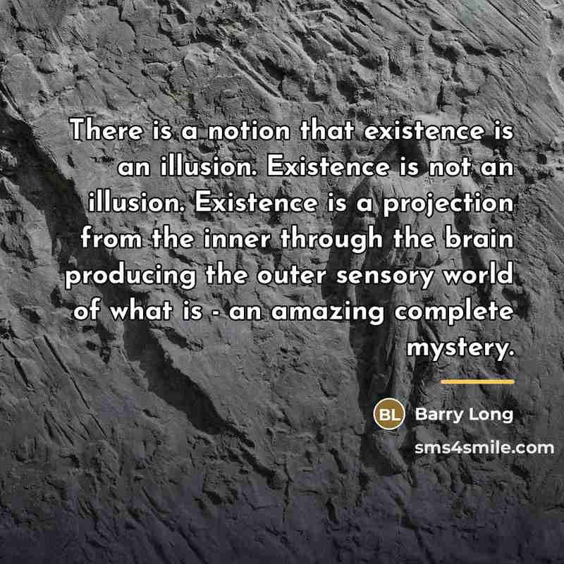 “There is a notion that existence is an illusion. Existence…” quote by Barry Long