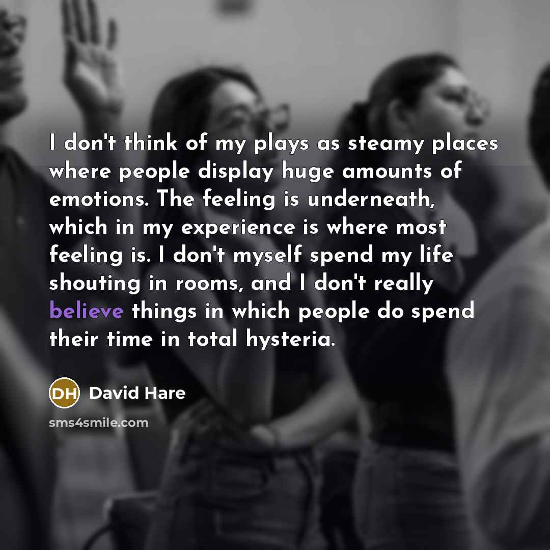 “I don't think of my plays as steamy places where…” quote by David Hare