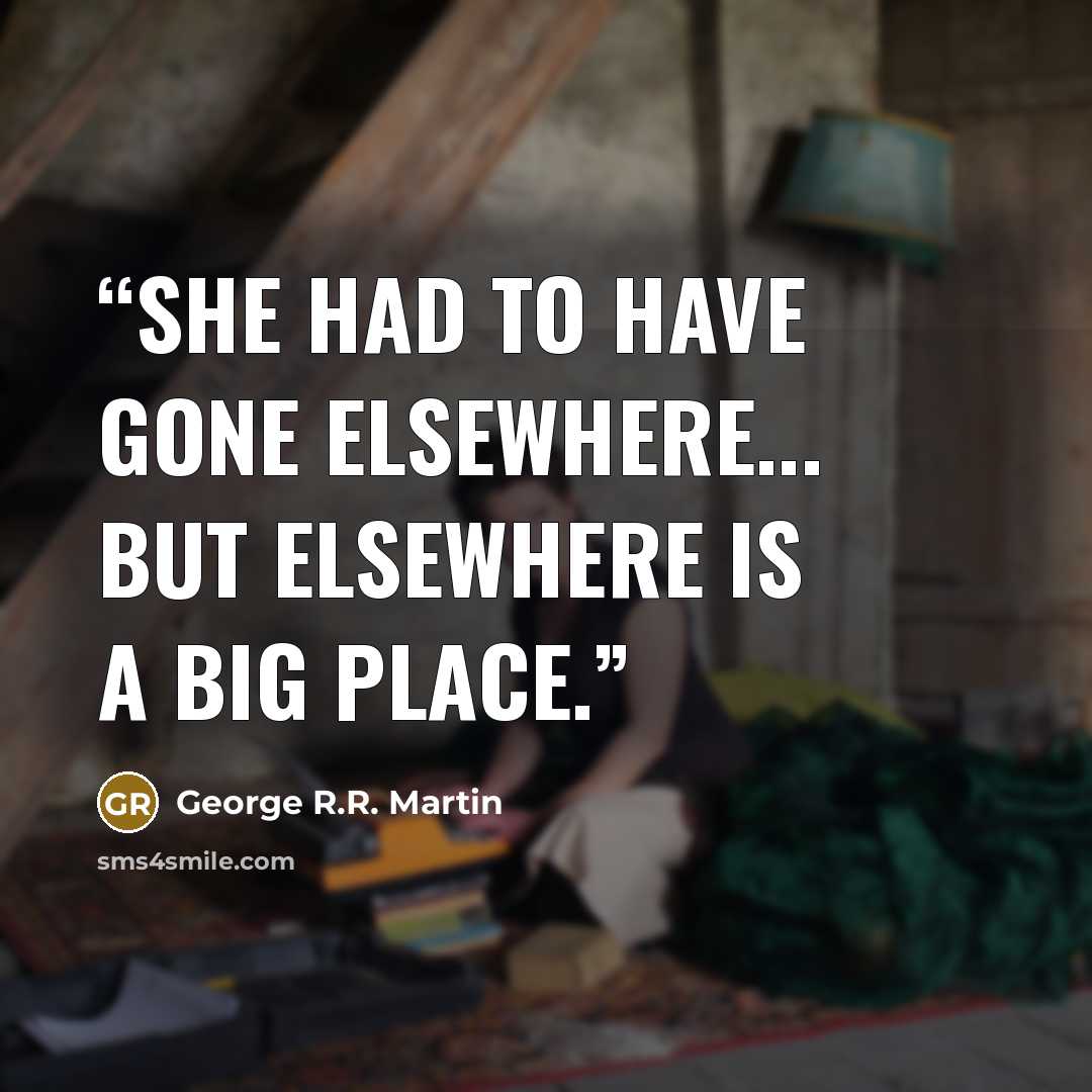“She had to have gone elsewhere... but elsewhere is a big place.” quote by George R.R. Martin
