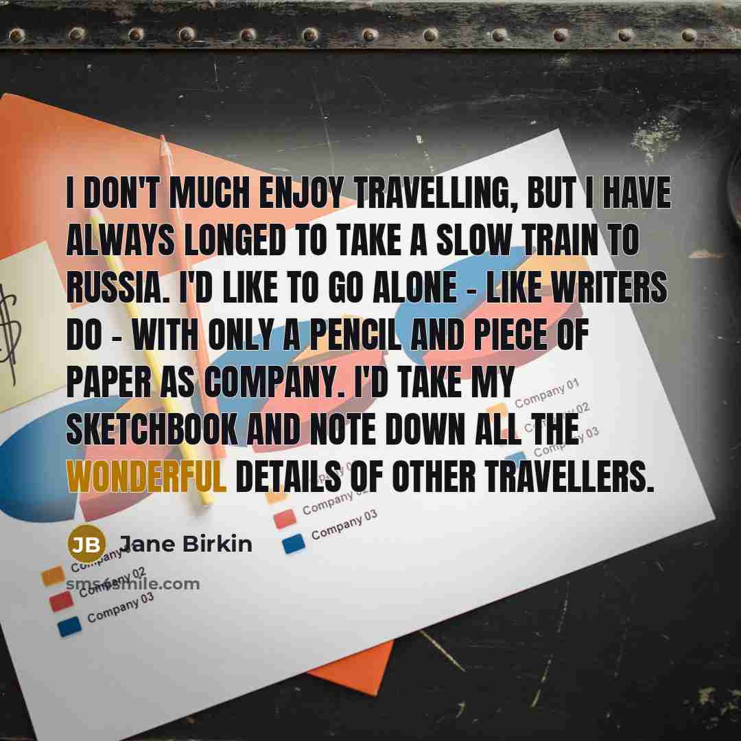 “I don't much enjoy travelling, but I have always longed…” quote by Jane Birkin
