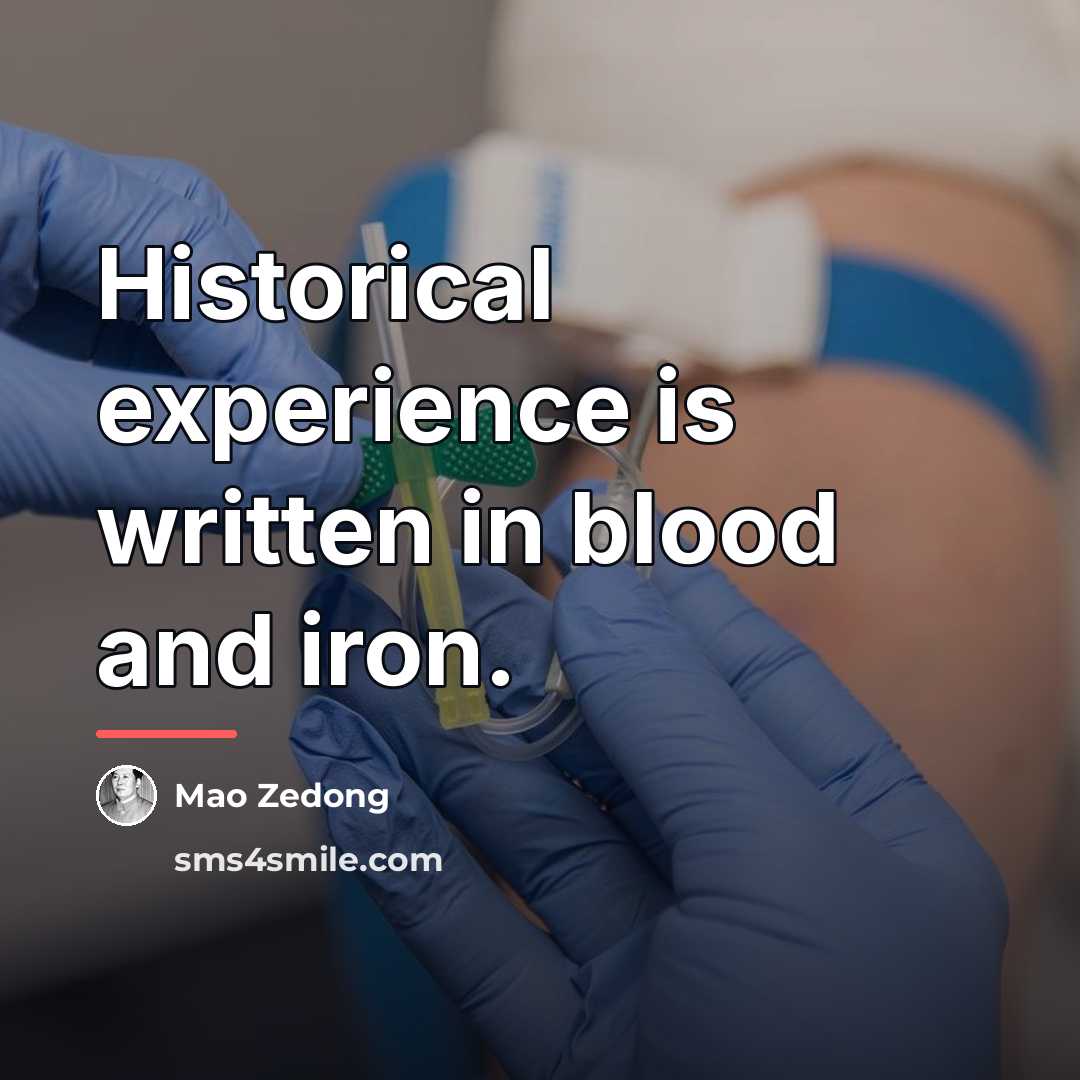 “Historical experience is written in blood and iron.…” quote by Mao Zedong