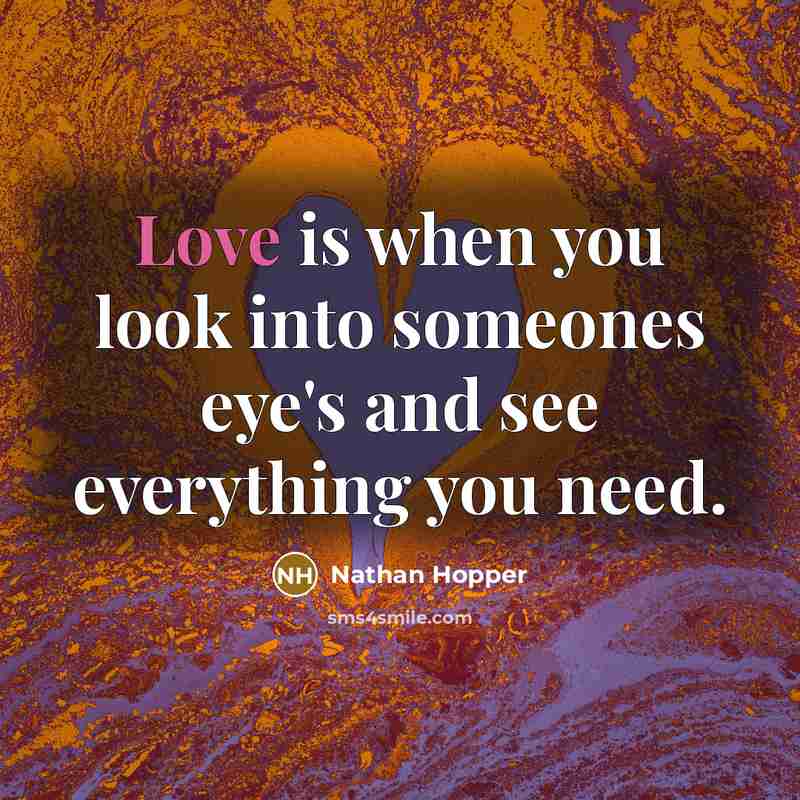 “Love is when you look into someones eye's and see…” quote by Nathan Hopper