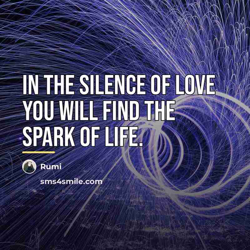 “In the silence of LOVE you will find the Spark…” quote by Rumi