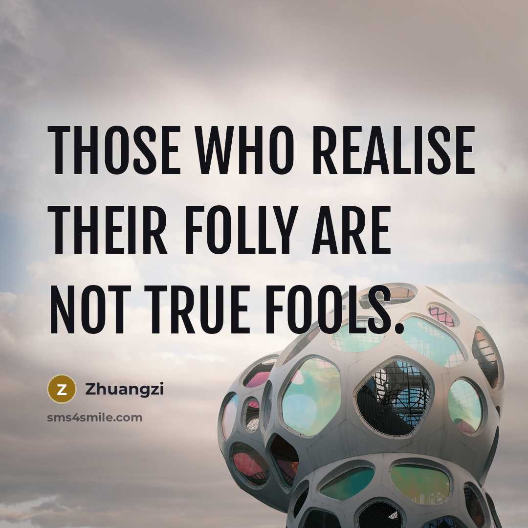 “Those who realise their folly are not true fools.…” quote by Zhuangzi