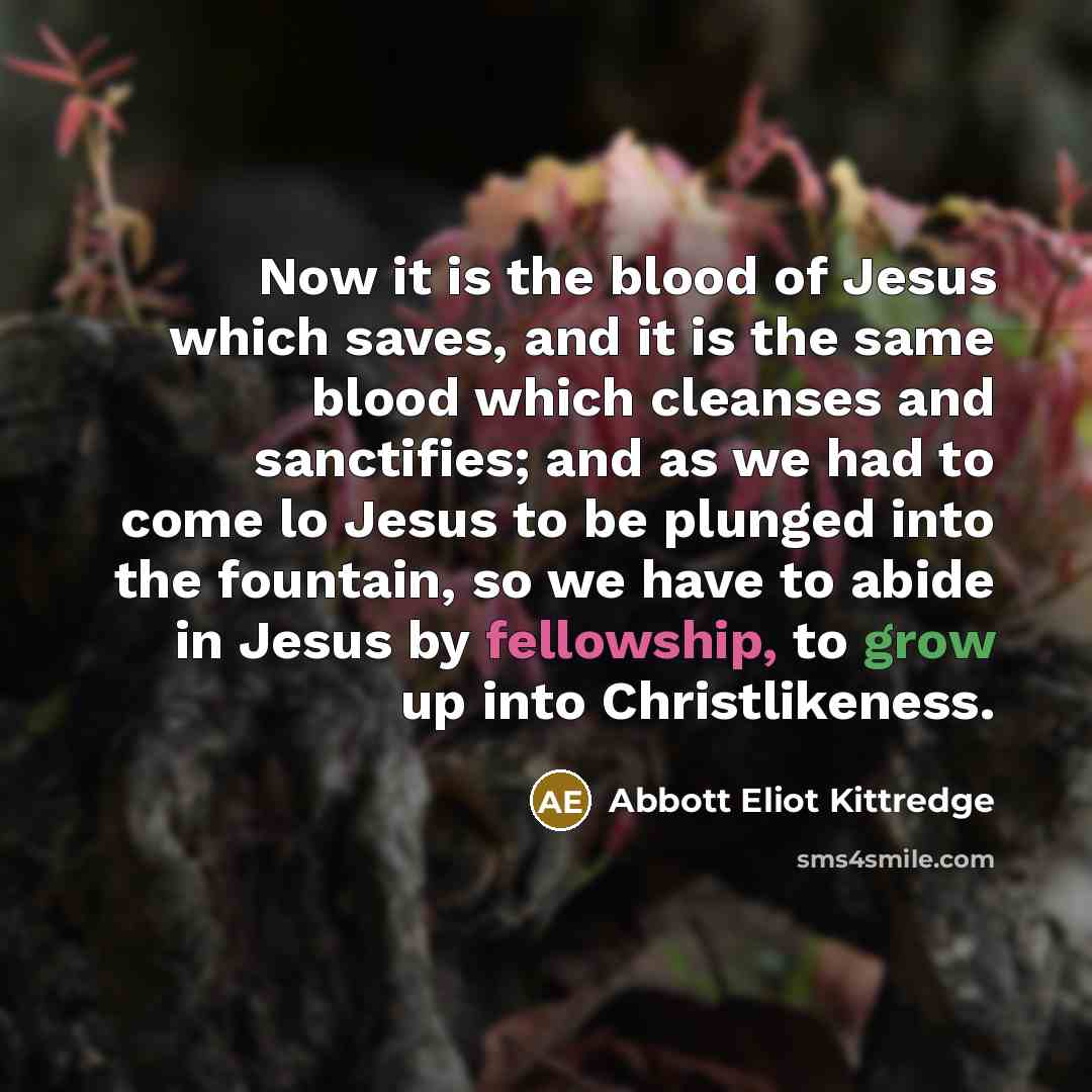 “Now it is the blood of Jesus which saves, and…” quote by Abbott Eliot Kittredge