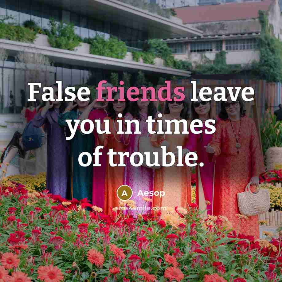 “False friends leave you in times of trouble.…” quote by Aesop