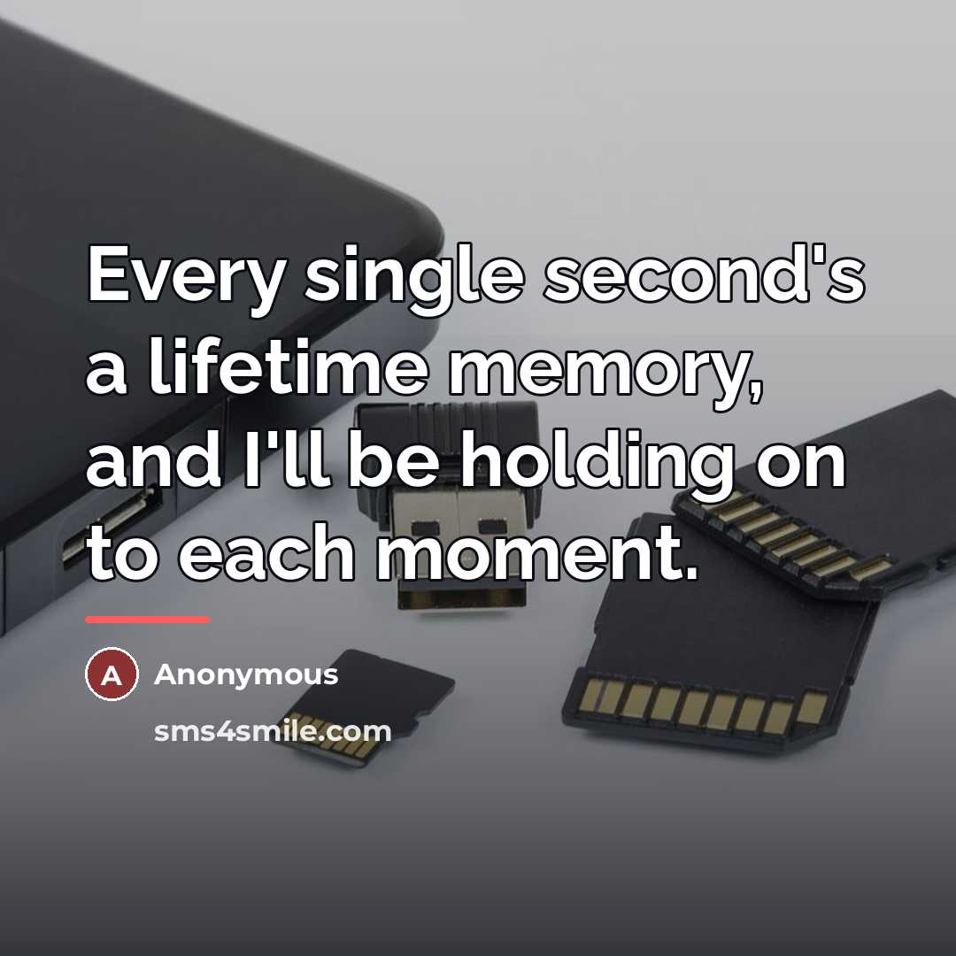 “Every single second's a lifetime memory, and I'll be holding…” quote by Anonymous