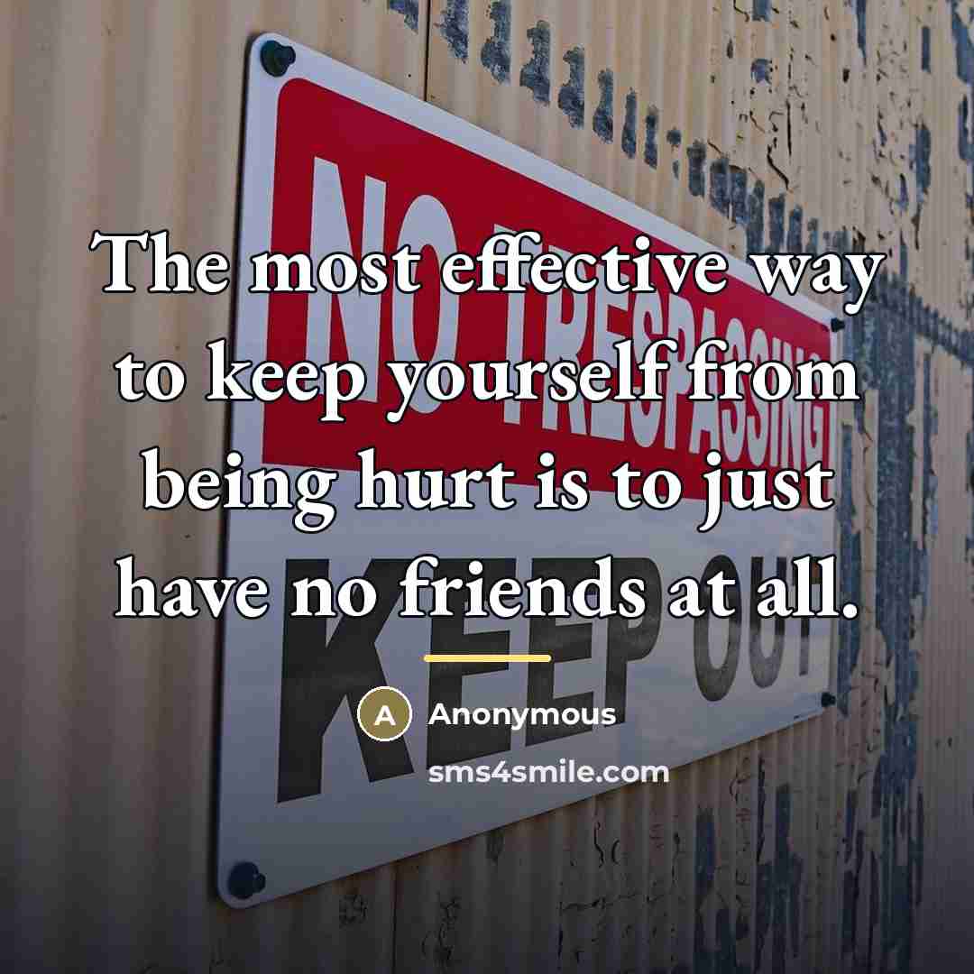 “The most effective way to keep yourself from being hurt…” quote by Anonymous