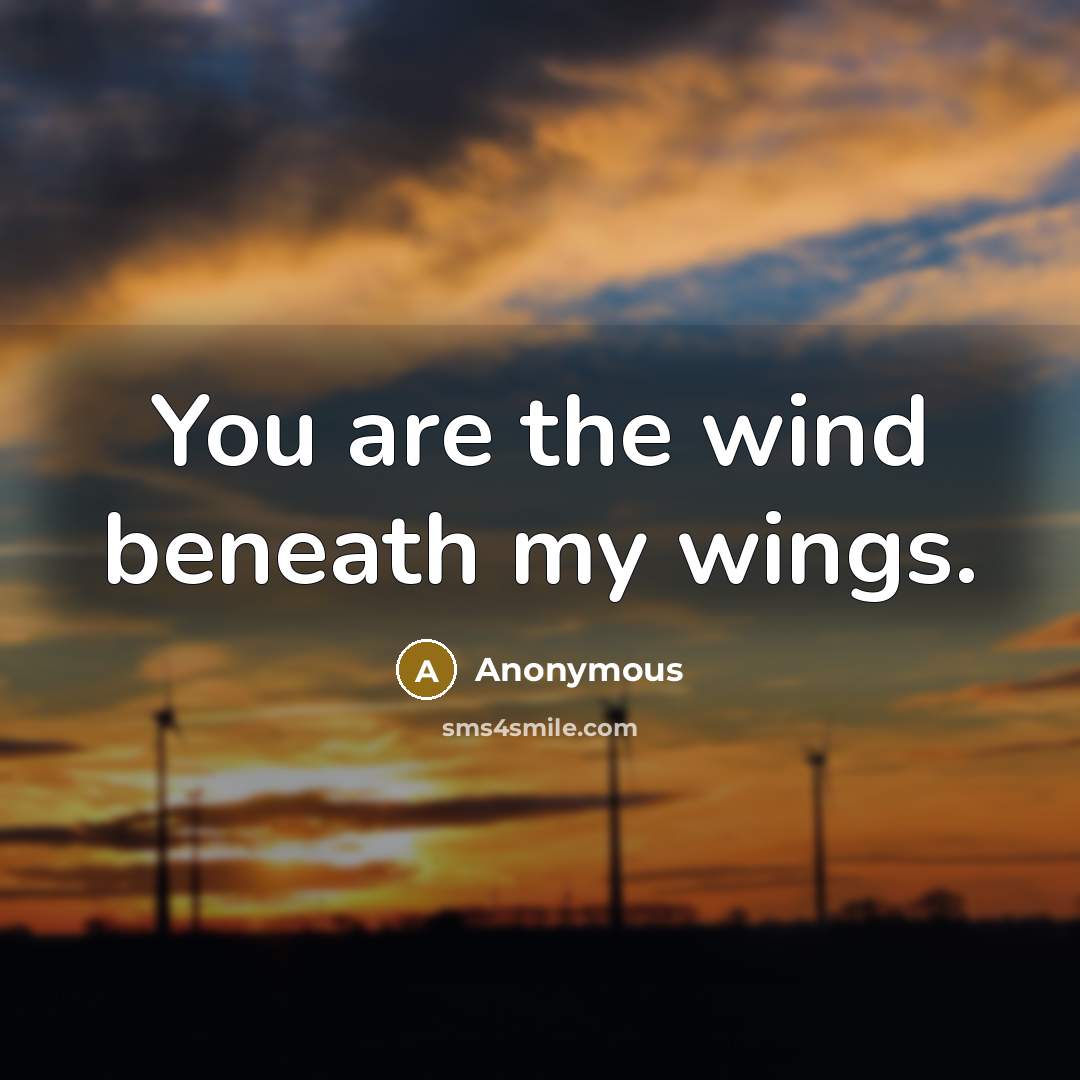 “You are the wind beneath my wings.” quote by Anonymous