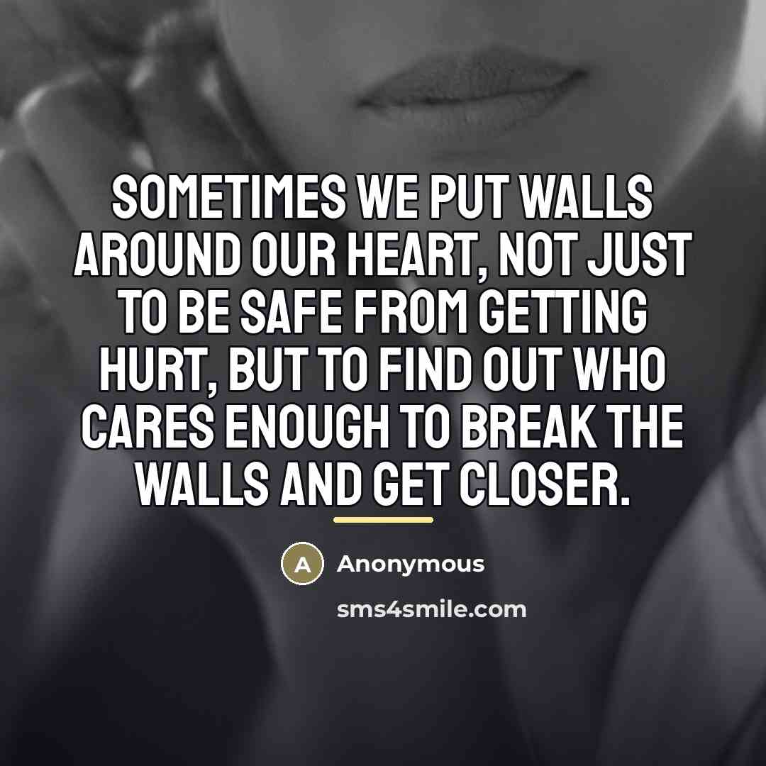 “Sometimes we put walls around our heart, Not just to…” quote by Anonymous