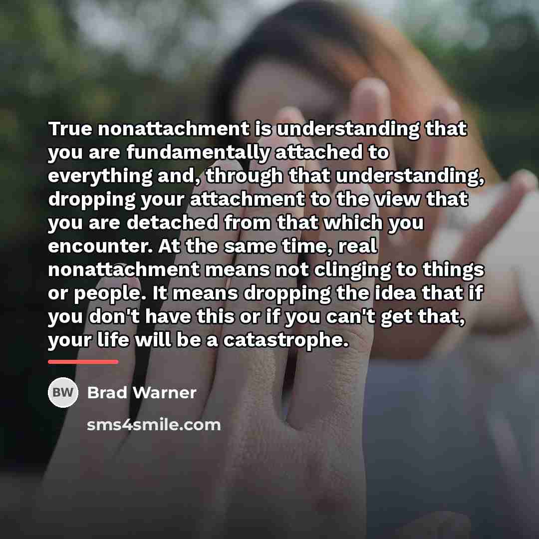 “True nonattachment is understanding that you are fundamentally attached to…” quote by Brad Warner