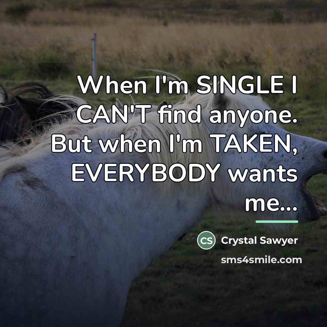 “When I'm SINGLE I CAN'T find anyone. But when I'm…” quote by Crystal Sawyer