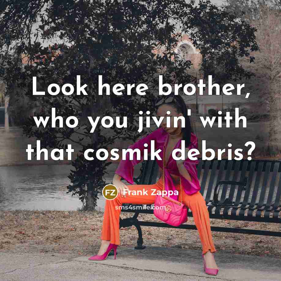 “Look here brother, who you jivin' with that cosmik debris?…” quote by Frank Zappa