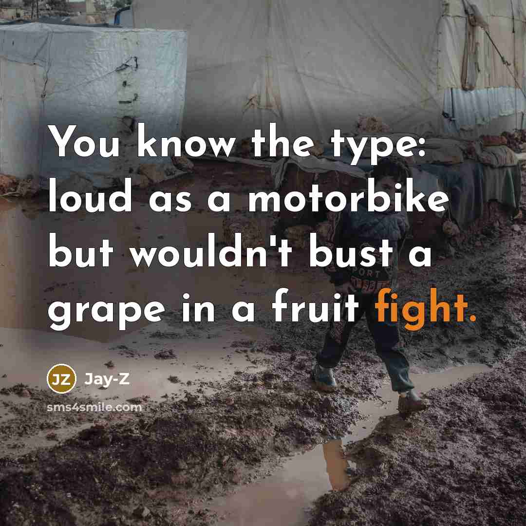 “You know the type: loud as a motorbike but wouldn't…” quote by Jay-Z