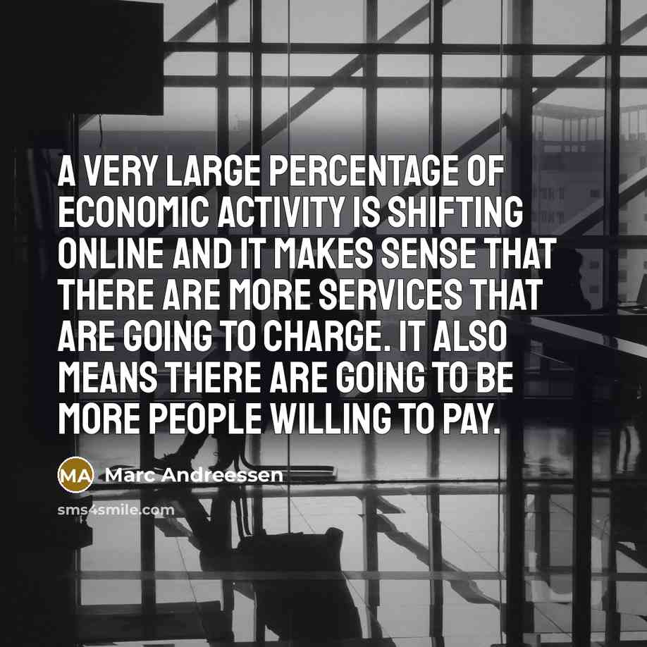 “A very large percentage of economic activity is shifting online…” quote by Marc Andreessen