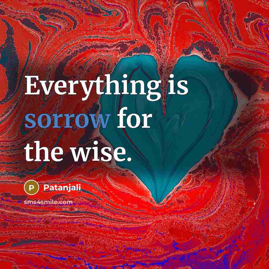 “Everything is sorrow for the wise.…” quote by Patanjali