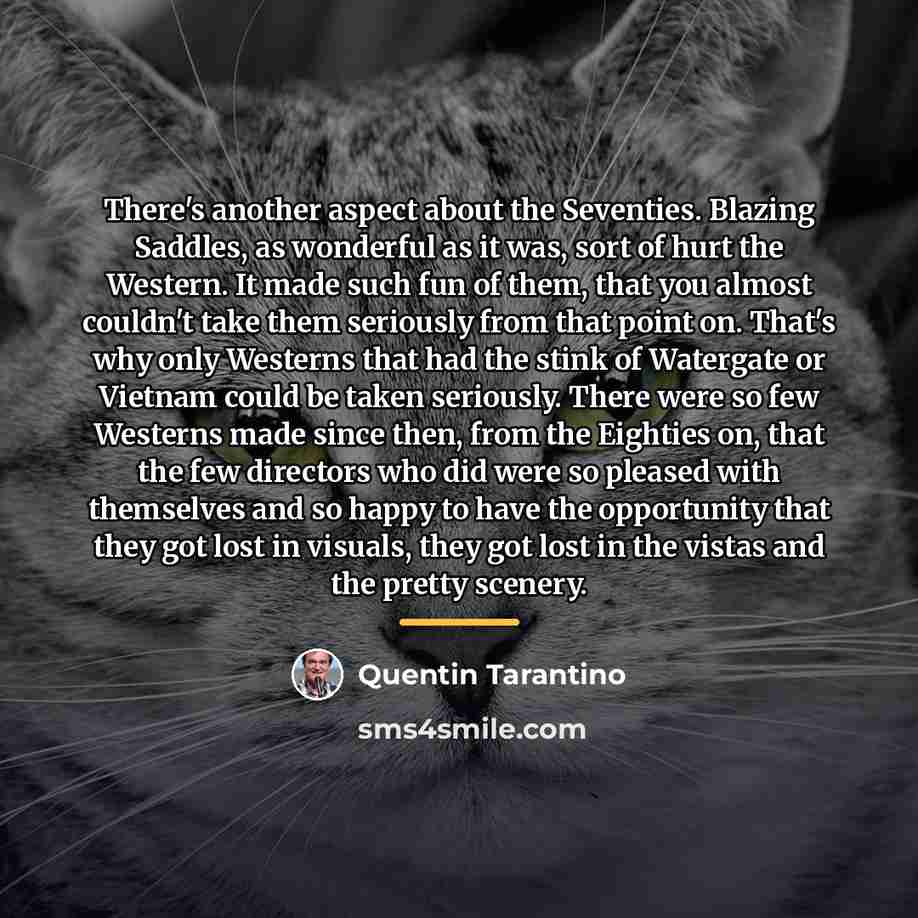 “There's another aspect about the Seventies. Blazing Saddles, as wonderful…” quote by Quentin Tarantino