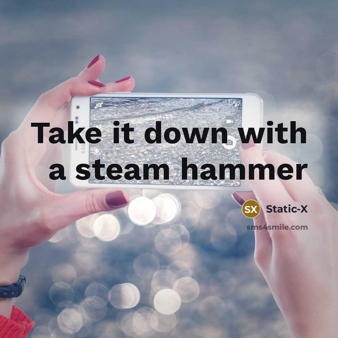 “Take it down with a steam hammer…” quote by Static-X