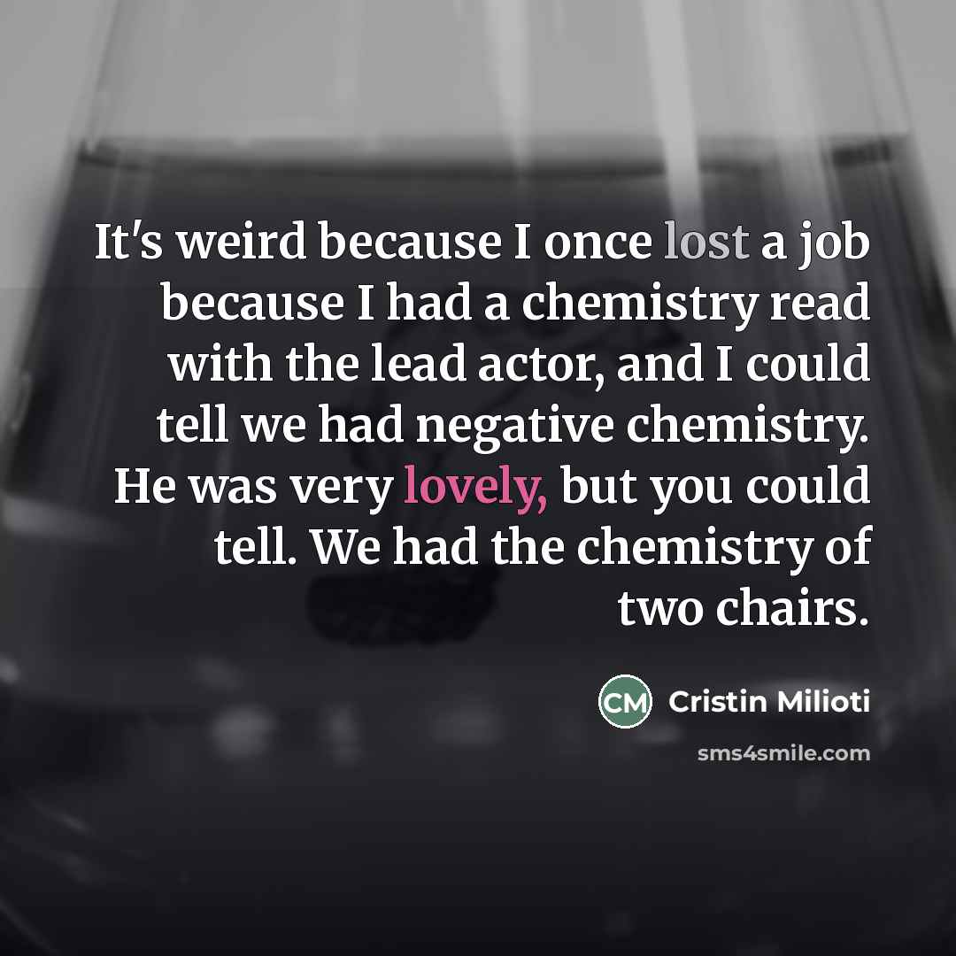 “It's weird because I once lost a job because I…” quote by Cristin Milioti