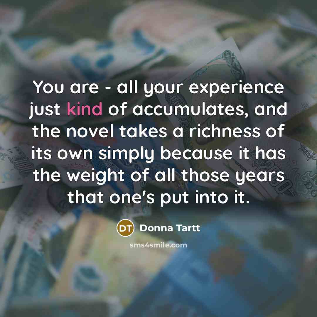 “You are - all your experience just kind of accumulates,…” quote by Donna Tartt