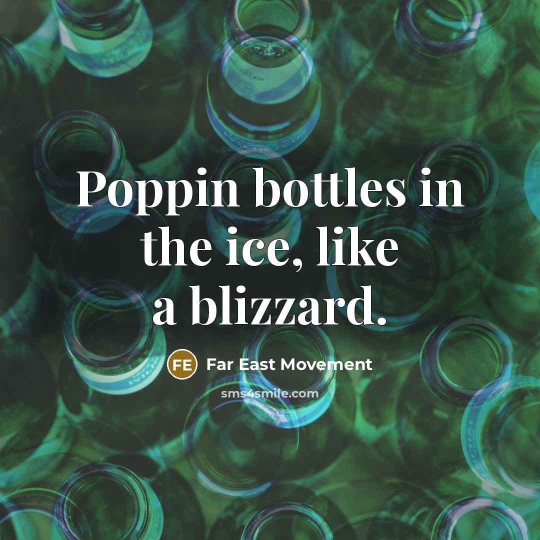 “Poppin bottles in the ice, like a blizzard.…” quote by Far East Movement