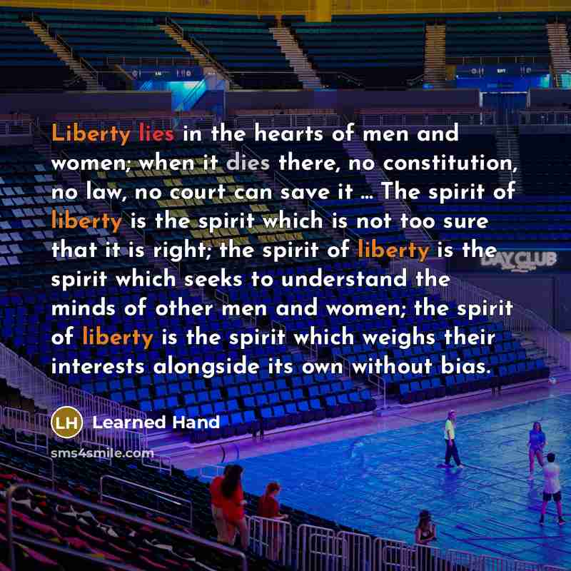 “Liberty lies in the hearts of men and women; when…” quote by Learned Hand